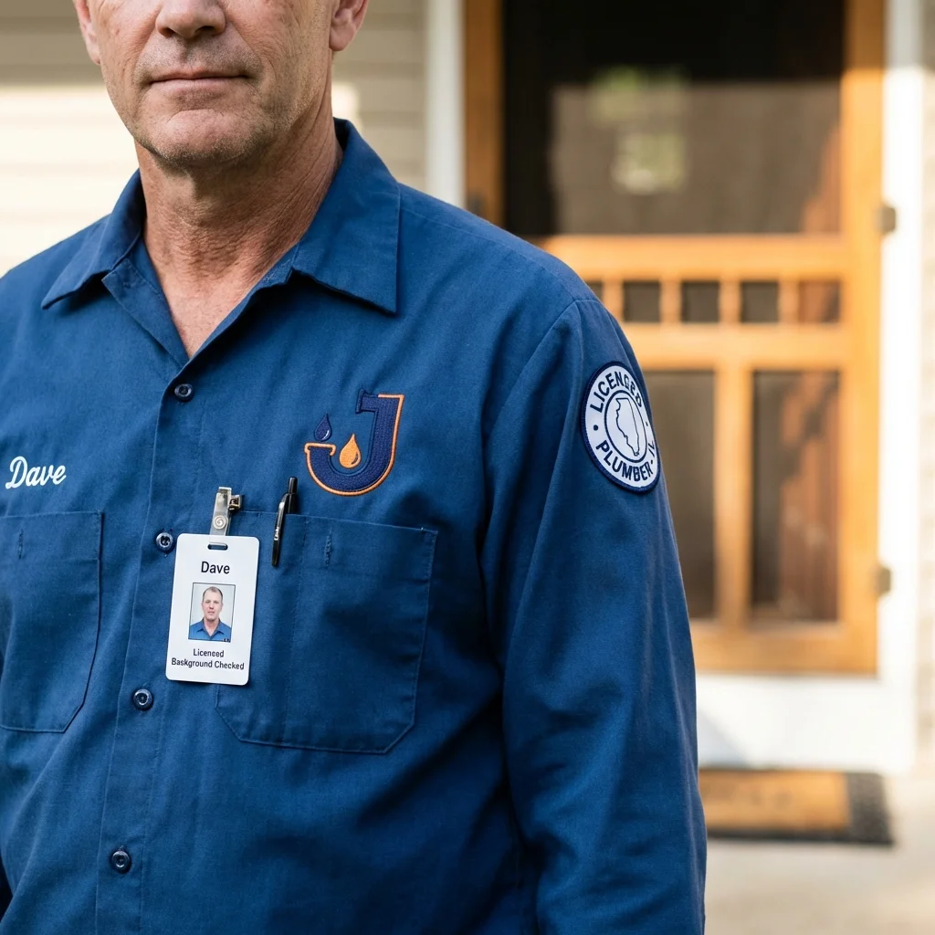 Licensed plumber showing ID badge in Zellwood, FL