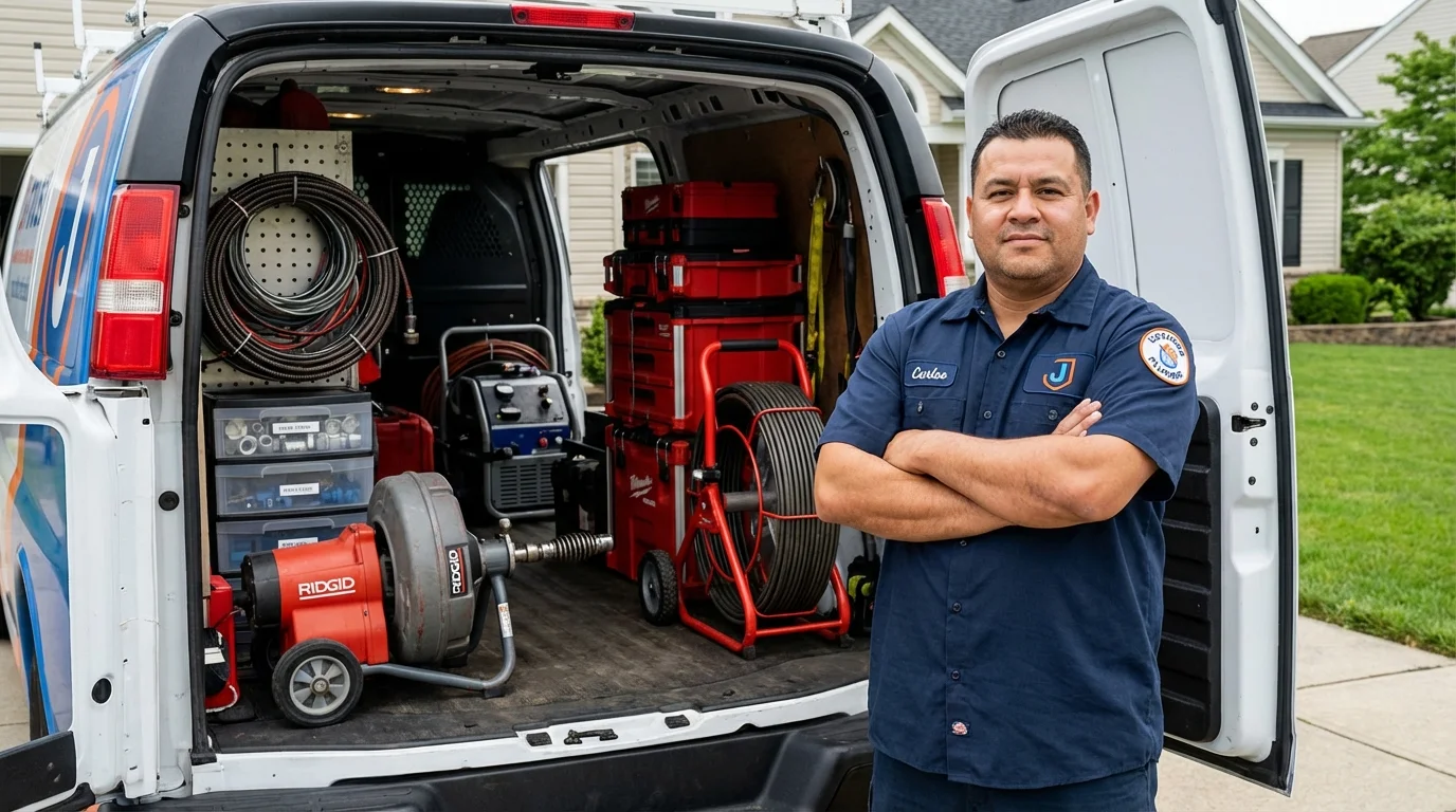 Professional drain cleaning equipment and Johns Plumbing LLC plumber in Zellwood