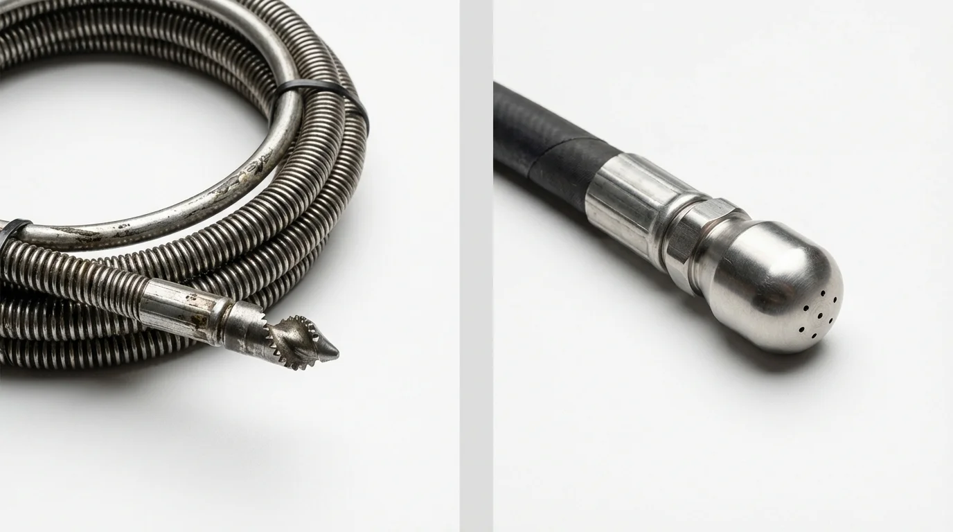 Drain snake cable and hydro jetting nozzle used for drain cleaning in Zellwood, FL