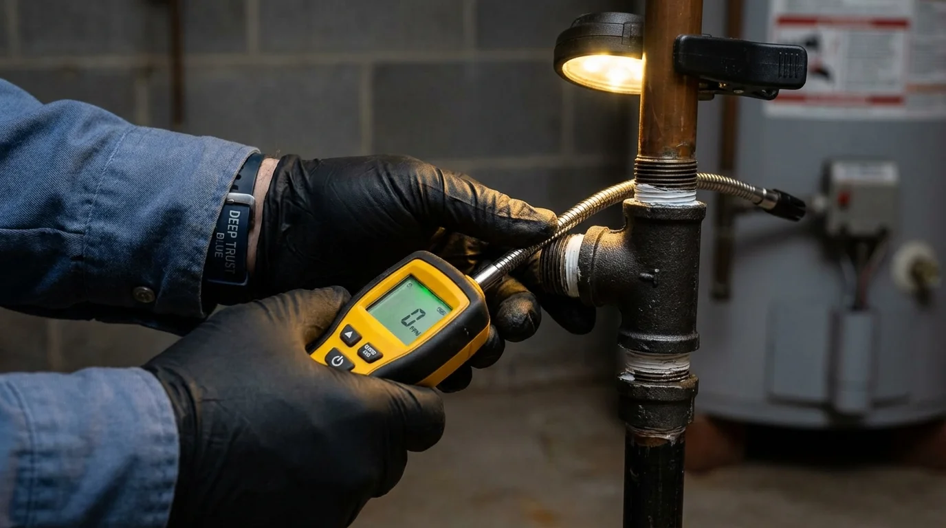 Gas leak detection with electronic sniffer by Johns Plumbing LLC in Zellwood