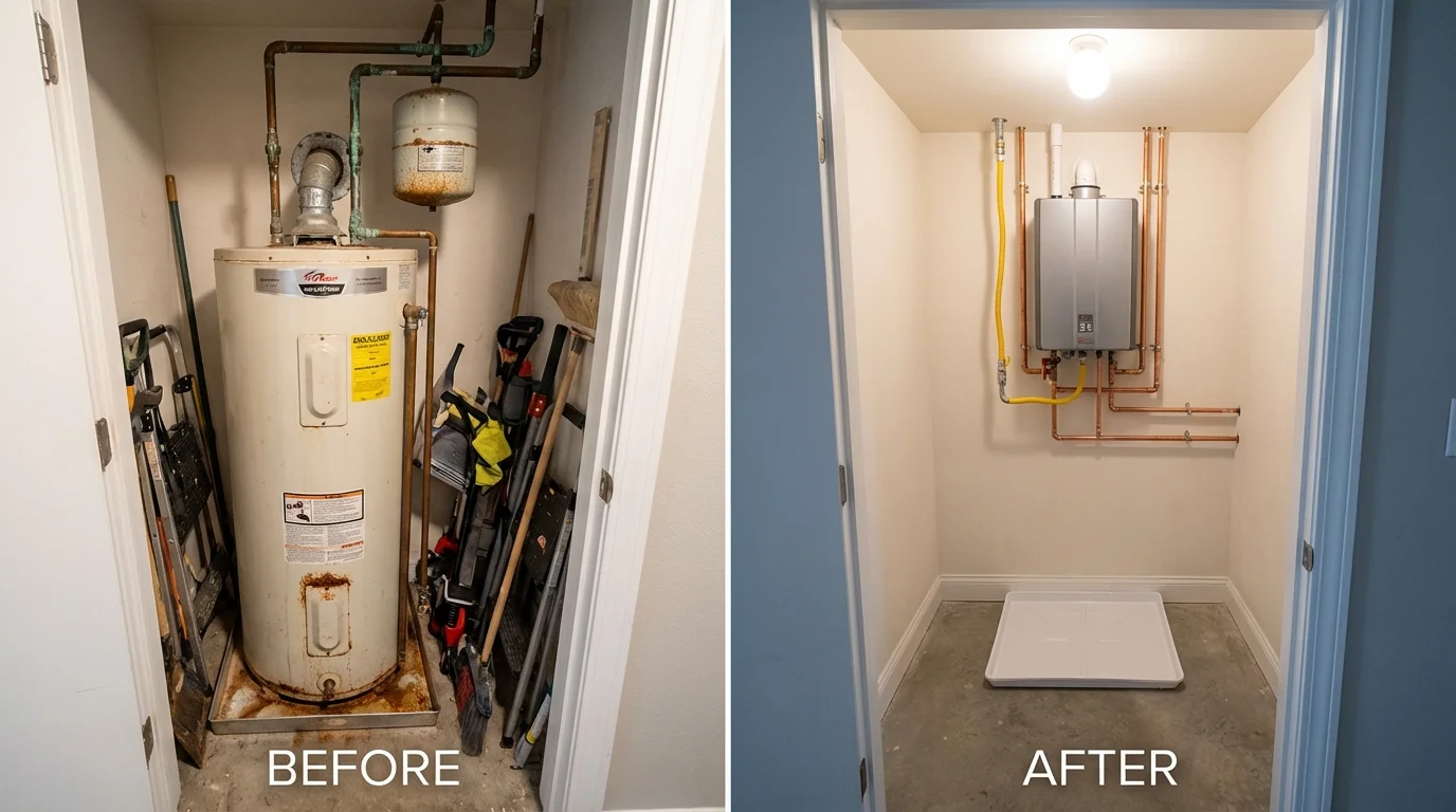 Tank water heater versus wall-mounted tankless unit comparison for Zellwood, FL homeowners